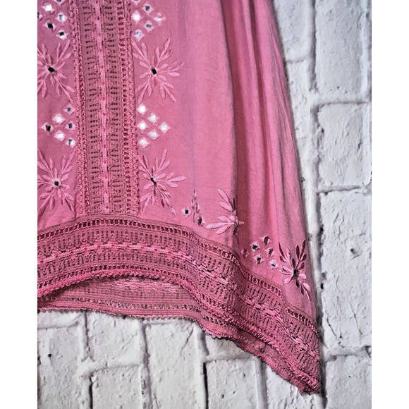 Raga Sun Embroidered Sequin Slip Dress Y2K Core asymmetrical Hem Pink Size L - Picture 6 of 9